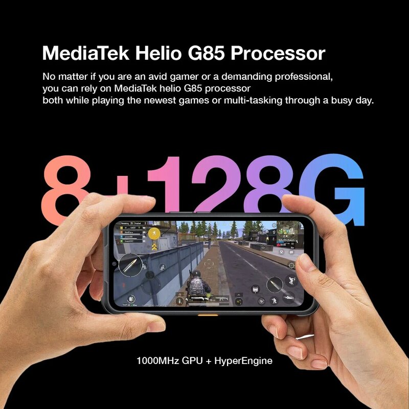 AGM-H5 Pro impermeável à prova de choque câmera, versão russa, 8 + 128G, MTK G85 processador, 6.5 ", 48MP, 20MP câmera, visão noturna