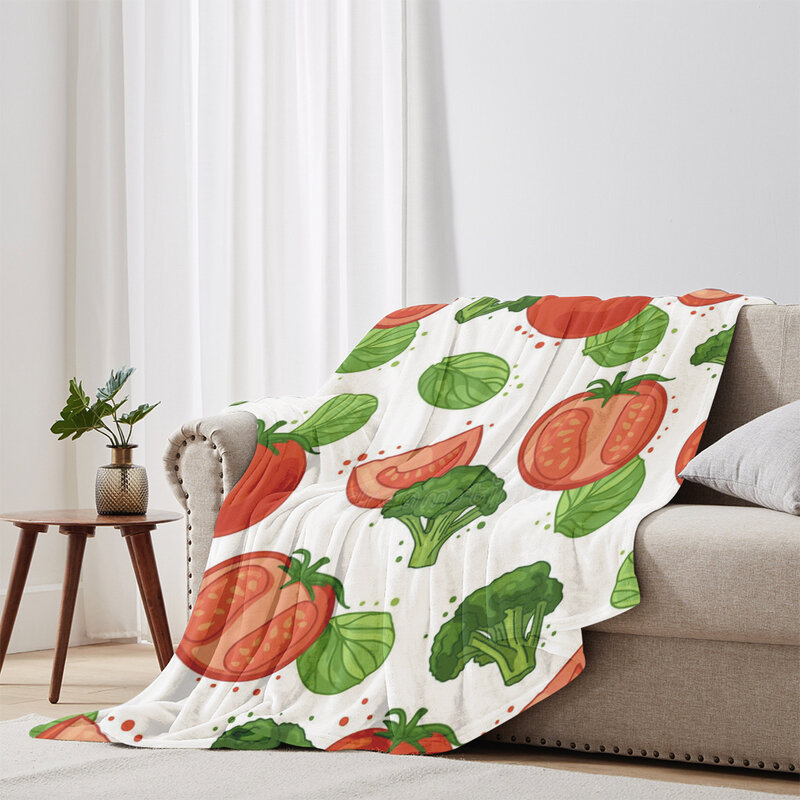 DIY custom blanket, fruit cartoon print, family bedroom bed, sofa, picnic, travel office cover, blanket for children