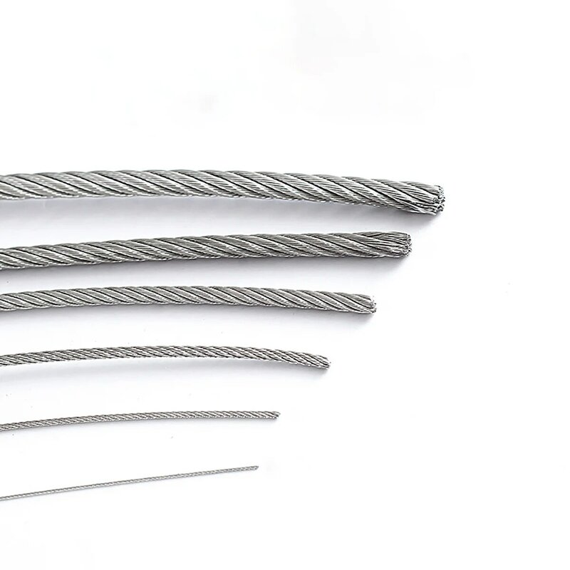 녹슬지 않는 강철 와이어 로프 케이블 로트라인, 304 스테인리스강, 7*7, 0.3mm, 0.4mm, 0.5mm, 0.6mm, 0.8mm, 1mm, 1.2mm C, 10 m
