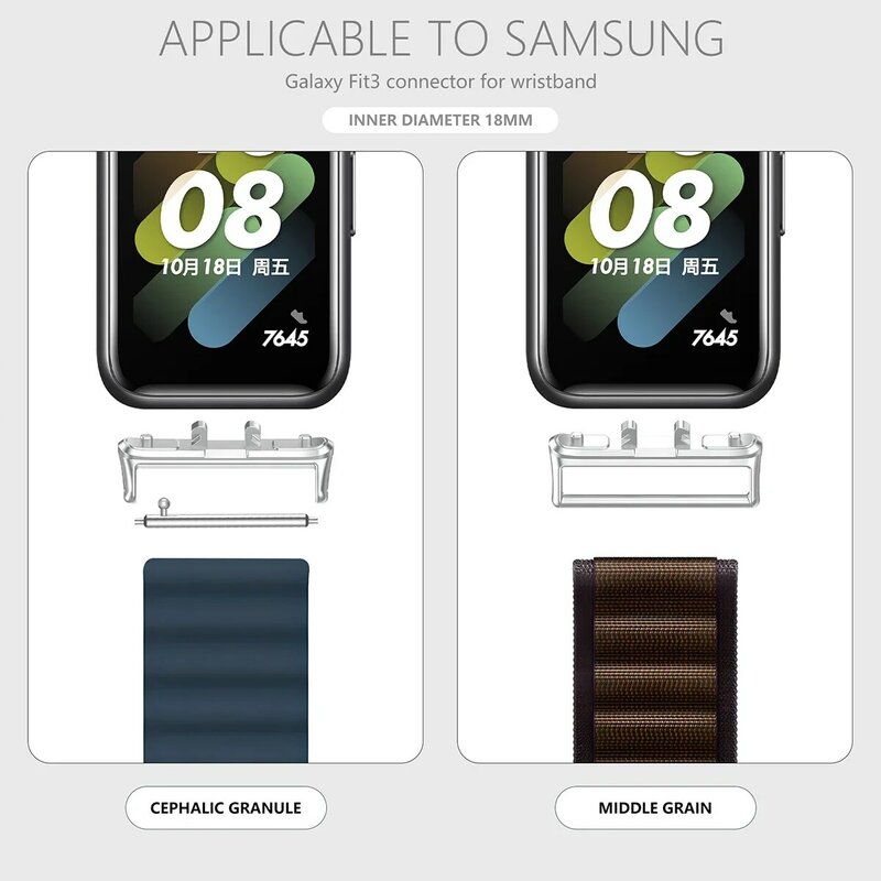 ขั้วต่ออะแดปเตอร์ความกว้าง18มม. สำหรับ Samsung Galaxy Fit Fit Fit 3ขั้วต่อสายนาฬิกาสายรัดข้อมือ316L อุปกรณ์เสริมสแตนเลส Fit3