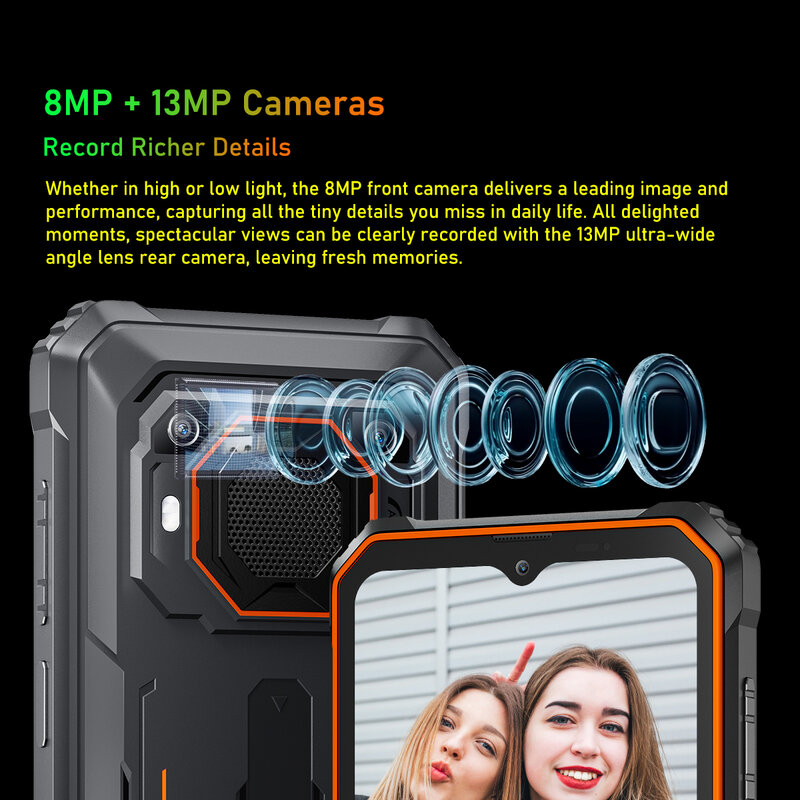 جهاز Blackview BV6200 Helio A22 6.56 ''آلة Android13 وعرة 8GB 64GB 13MP كاميرا خلفية 13000mAh مع 18 واط تهمة المزدوج 4G سيليلار