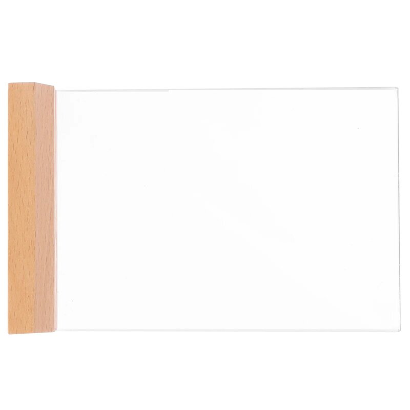 Акриловый держатель для вывесок, прозрачная подставка для брошюр, держатель для вывесок с деревянной основой, держатель для вывесок