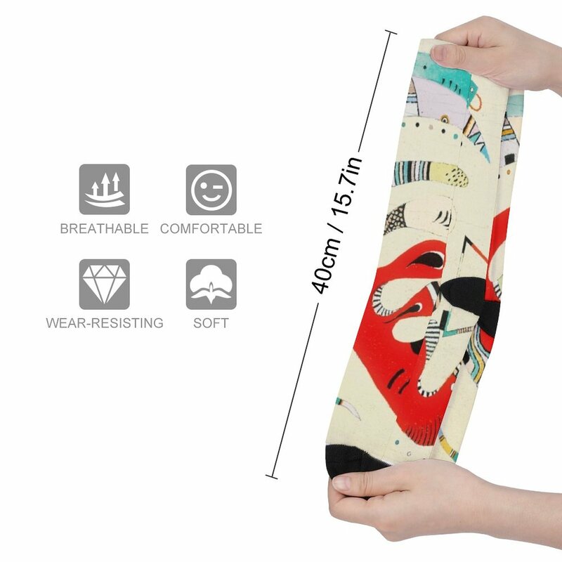 Носки Wassily Kandinsky с абстрактным рисунком, носки Vert et Rouge, мужские зимние носки, компрессионные чулки для женщин