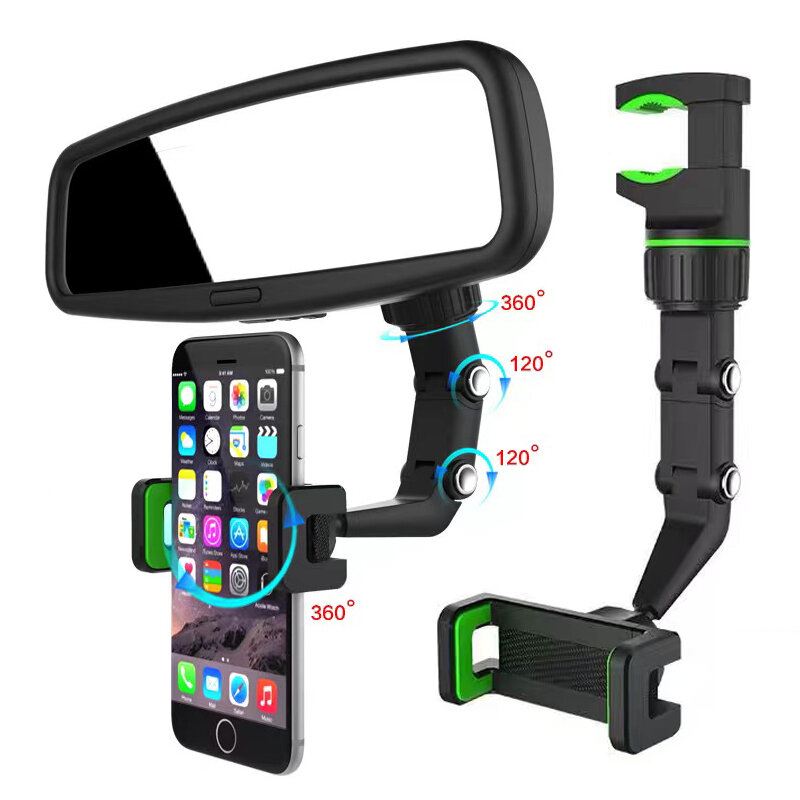 Auto Telefoon Houder Multifunctionele 360 Graden Draaibare Auto Achteruitkijkspiegel Seat Opknoping Clip Beugel Mobiele Telefoon Houder Voor Auto