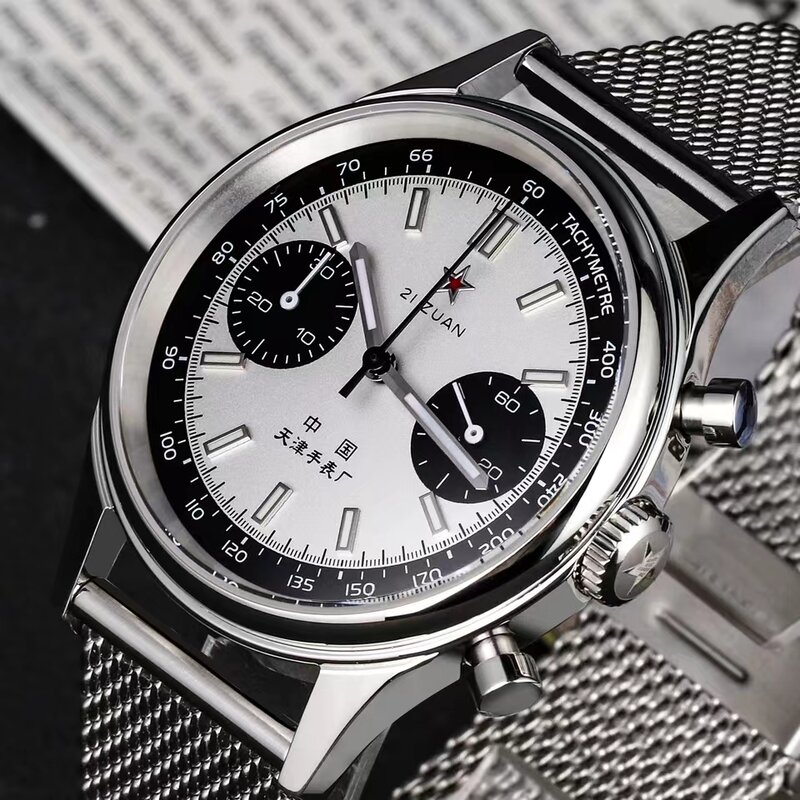 Relógio de pulso masculino Polit Chronograph, relógio original da Força Aérea, Acylic Watch, movimento 1963, Tianjin, ST1901, 40mm