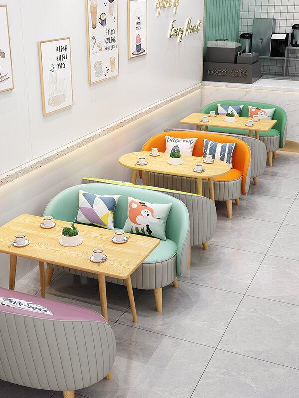 ร้านกาแฟชานมร้านค้าโซฟาบริเวณเจรจาต่อรองร้านอาหารตะวันตกโต๊ะและเก้าอี้สำนักงานรวมบูธพักผ่อน