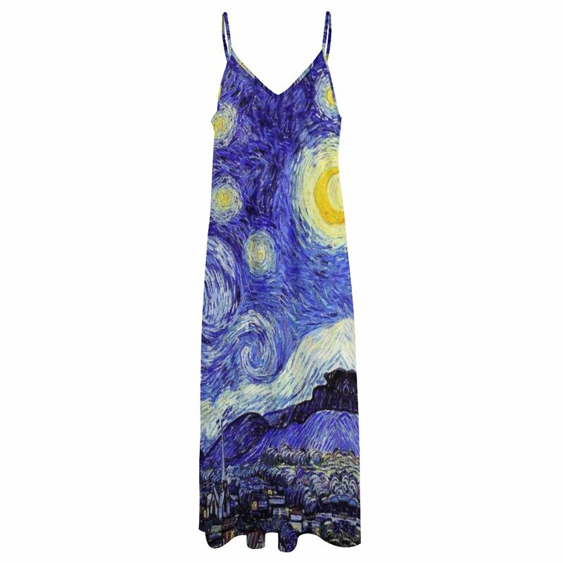 Vestido de noche sin mangas para mujer, prenda inspirada en una noche estrellada, productos de Van Gogh