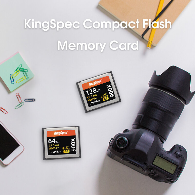 Karta pamięci KingSpec Compact Flash CF karta 64GB 128GB karta pamięci Flash karta 135 MB/s do Full HD 3D 4K kamera wideo