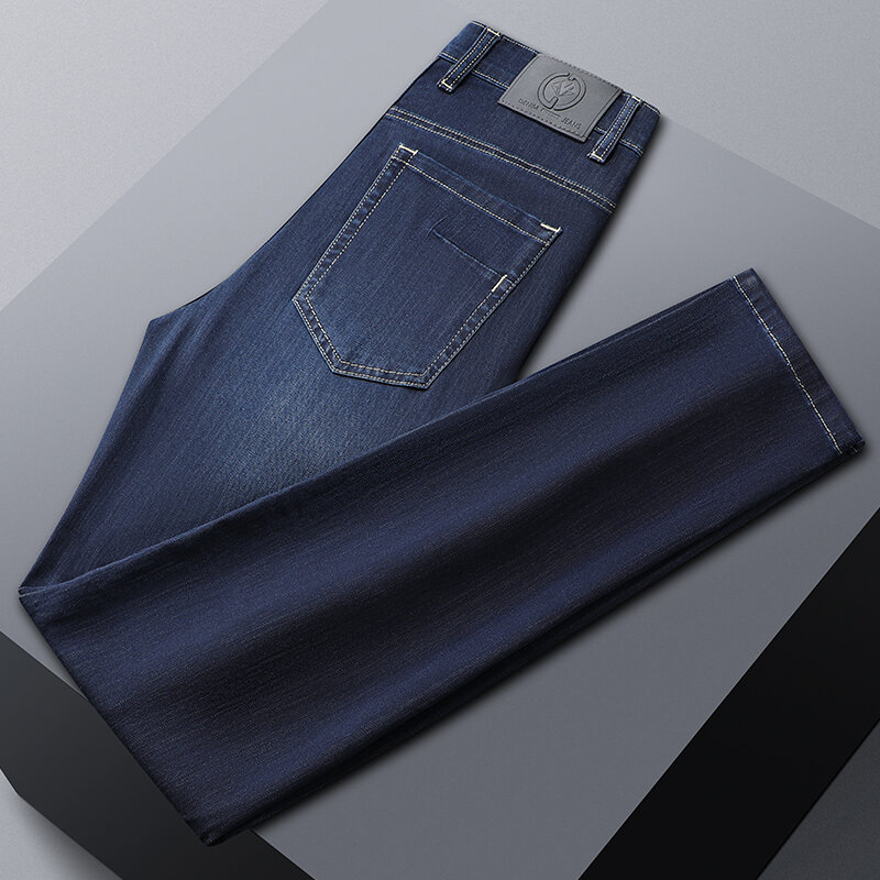 SHAN BAO marka wiosną i latem nowy nabytek dżinsy mężczyźni odzież wysokiej jakości miękkie spodnie bawełniane Business Casual spodnie
