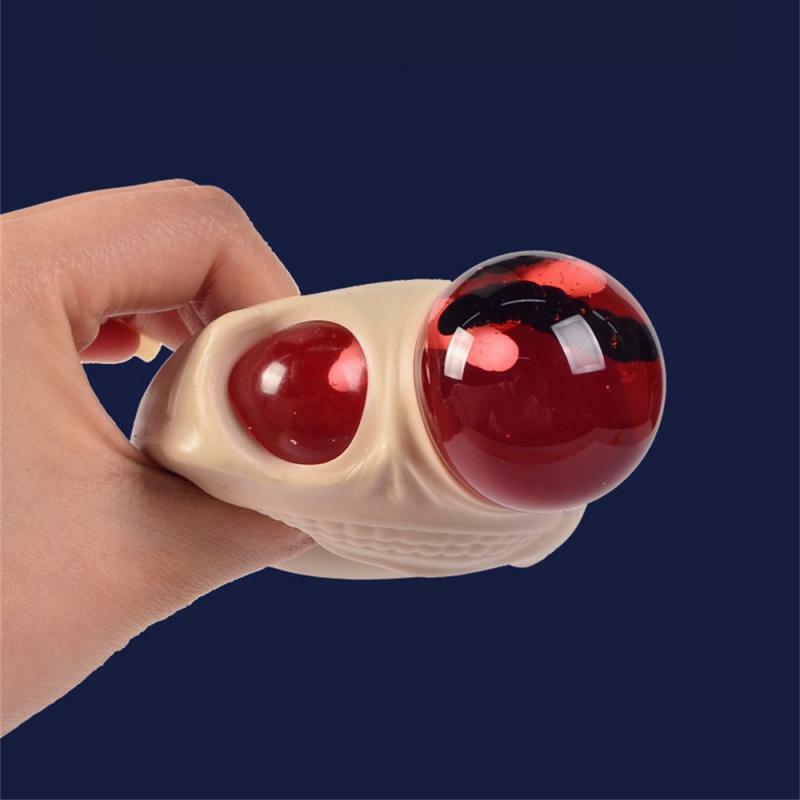 Skull Relief Toy New Skull Squeeze Balls Squishy Horror Skull Stress Relief Toy Simulation Skull Pump Tricky Prank Halloween Toy