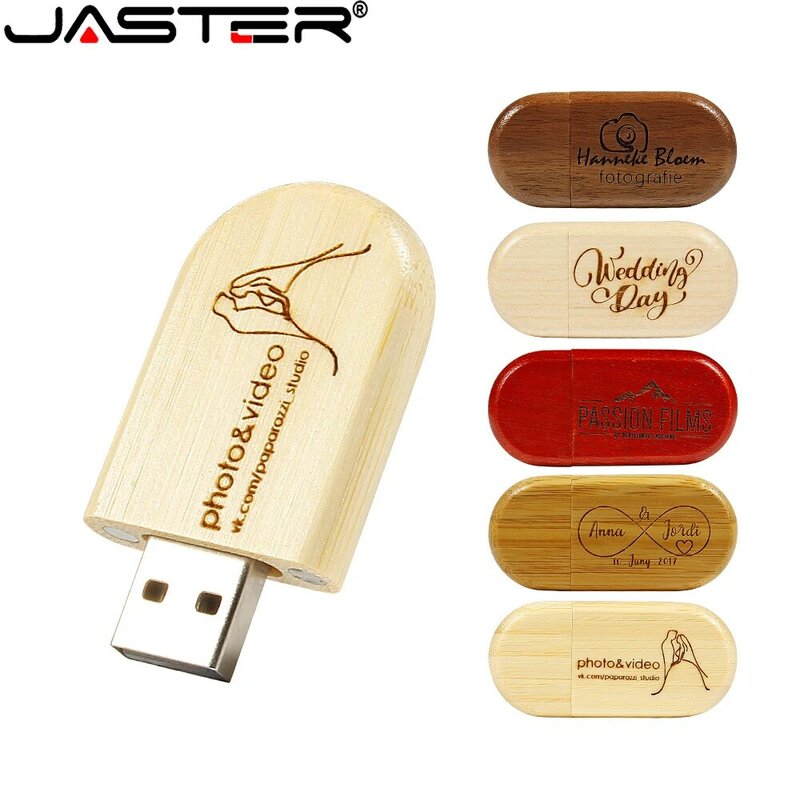 JASTER High speed USB 2.0 flash drives 128GB Free custom logo Pen drive Walnut wood with Box Memory stick Business gift U disk