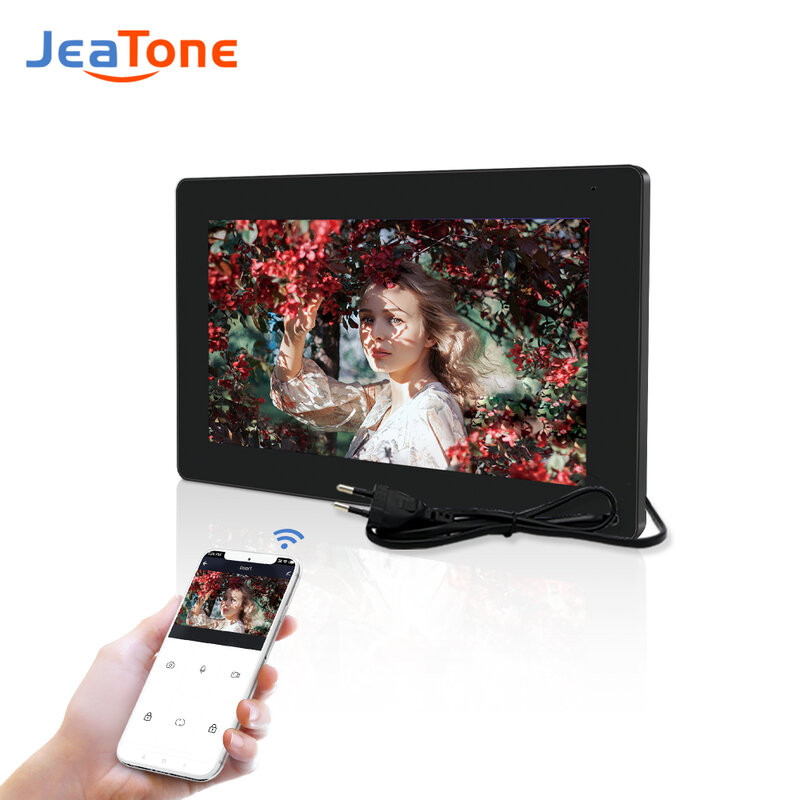 Ekran w pełni dotykowy Jeatone 7 Cal dla 4-przewodowy analogowy System ochronny zabezpieczający wideodomofon Tuya WiFi dodatkowy Monitor karty SD