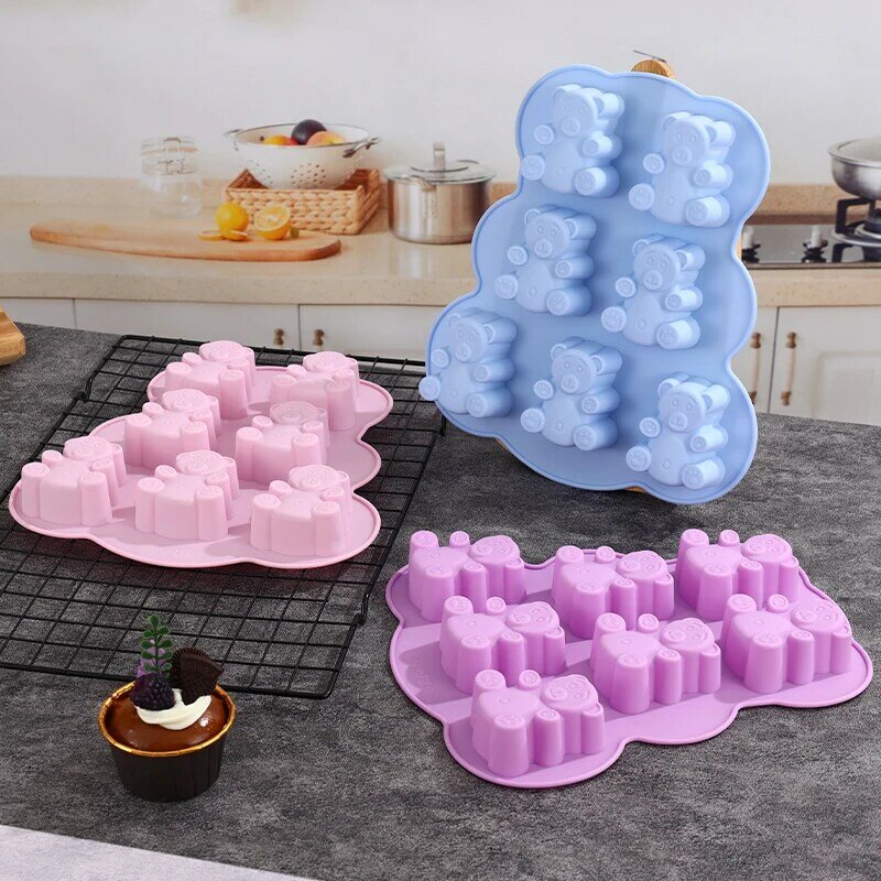 Molde de silicona para pastel de oso encantador 3D, galleta de Animal para Chocolate, caramelo, suministros de Fondant de cocina, decoración de cupcakes