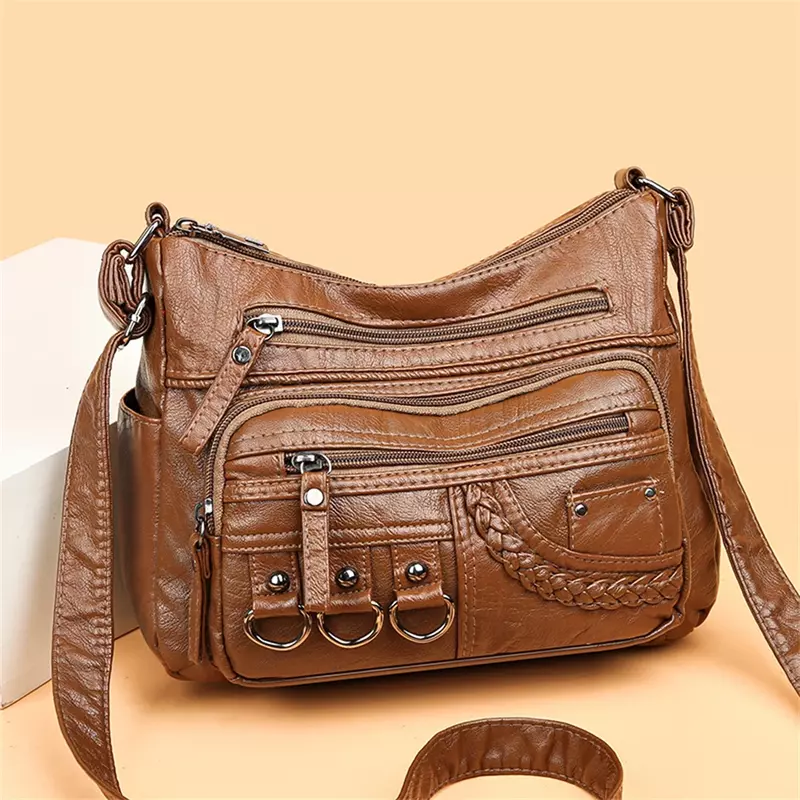 HISUELY Vintage Pu Leather Luxury Purses and Handbags 2024 High Quality Women's Bag Multi-pocket Ladies Crossbody Shoulder Bags
