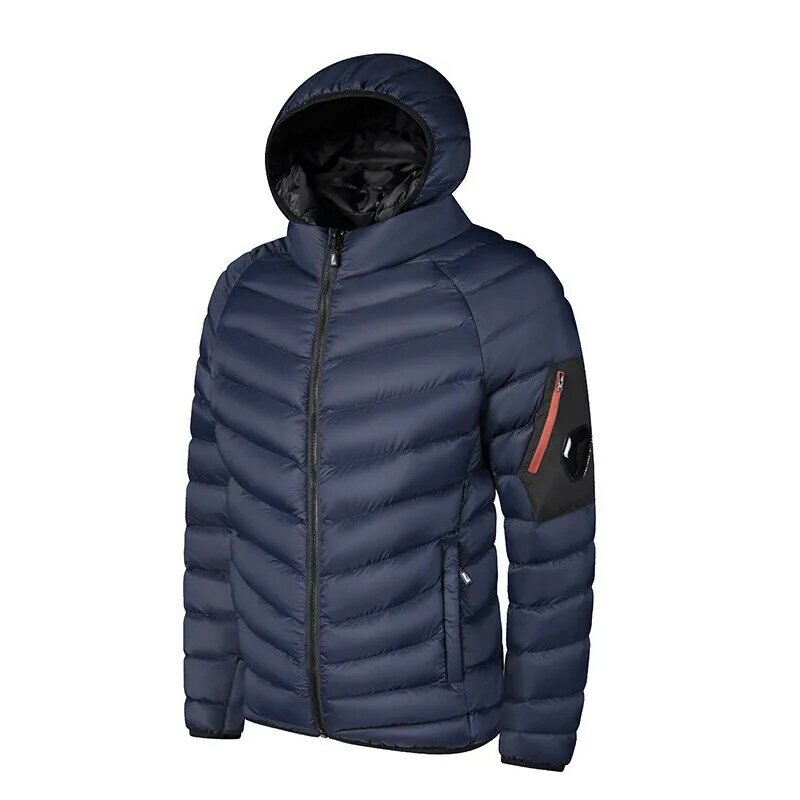 Мужская зимняя куртка с капюшоном, черная однотонная теплая непромокаемая парка большого размера, 2024