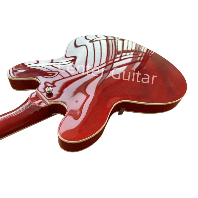 Электрическая гитара, полупустотелый корпус с F-образным отверстием, коричневая, деревянная Роза, бесплатная доставка