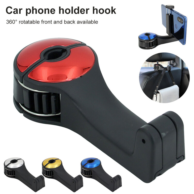 2 In 1 Kait Penggantung Kursi Belakang Mobil Gadget Mobil Kait Sandaran Kepala Mobil dengan Tempat Ponsel untuk Tas Tangan Aksesori Interior Mobil 2