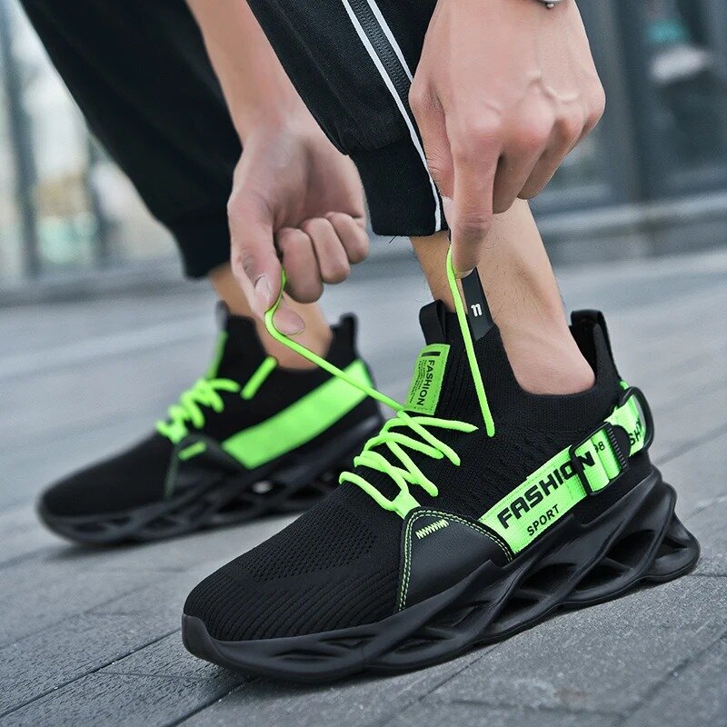 Nowa moda męska oddychające sneakersy do biegania wygodne buty antypoślizgowe lekkie buty do tenisa buty fluorescencyjne
