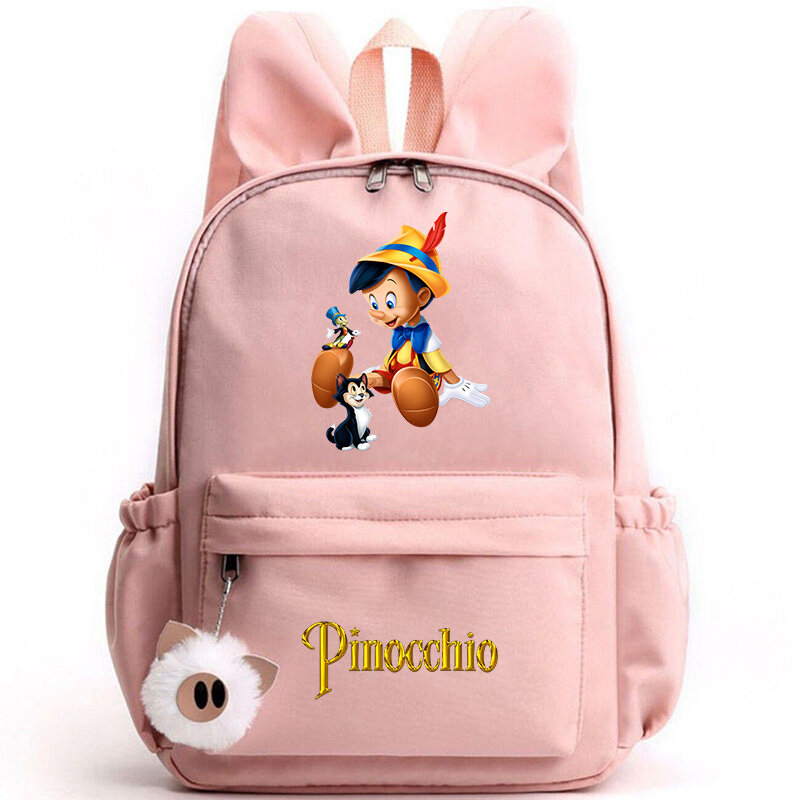 Cute Disney Pinocchio Backpack for Girls Boys Teenager Children Rucksack Casual School Bags Travel Backpacks Mochila