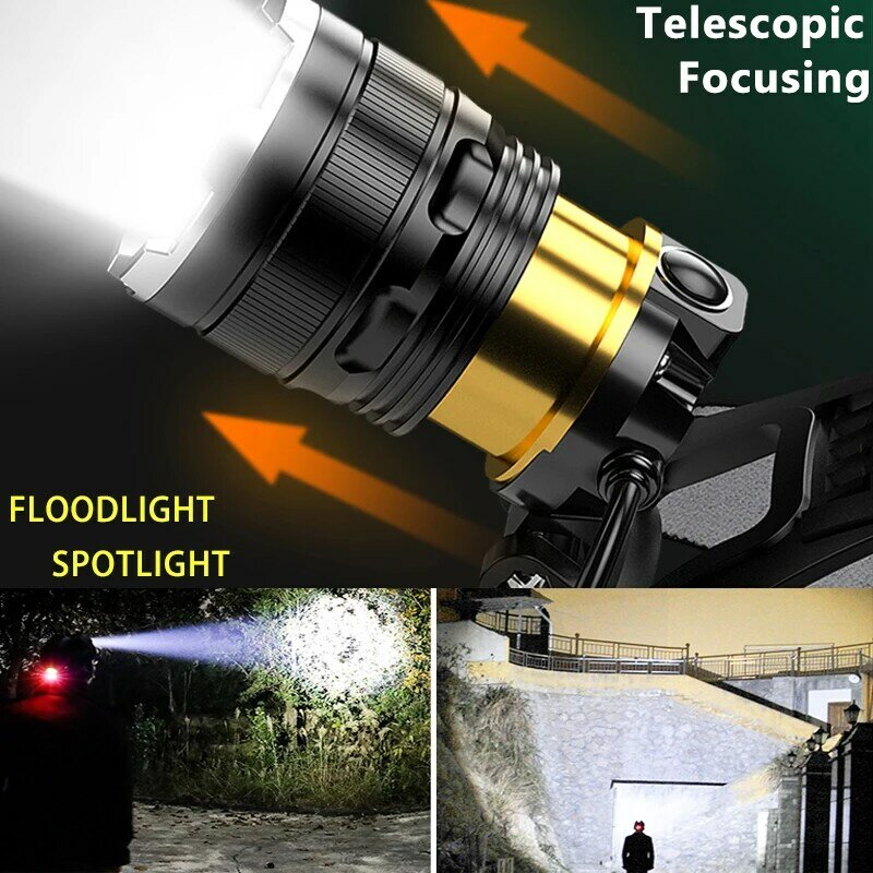 Z40 20000LM LED Headlamp XHP90 Flashlight Headlight Torch Zoom Sensor Headlight 18650 Rechargeable Light Outdoor Fishing Lantern