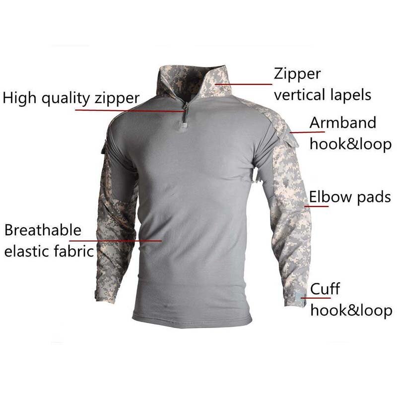 Camisa de combate táctico para hombre, uniforme militar, Tatico, Tops, Airsoft, Multicam, Camuflaje, caza, larga, 8XL