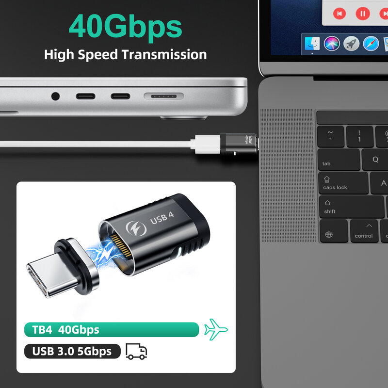 Adaptateur OTG magnétique pour Macbook Pro Air, PDagglomW, USB 4.0, Type-C, 40Gbps, Alliage Thunderbolt3, Charge rapide, Convertisseur vidéo 8K @ 60Hz