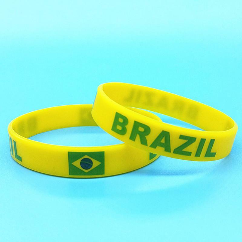 Hurtownie 80 sztuk flaga brazylii bransoletki silikonowe gra sportowa opaski na rękę narodowy pasek na nadgarstek dla mężczyzn kobiety akcesoria do gumek