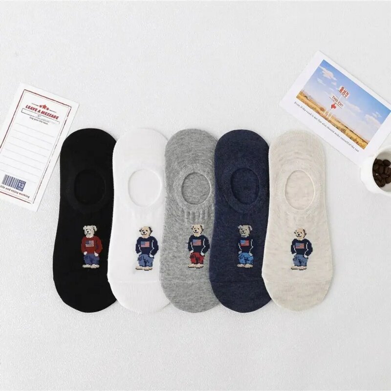 Носки унисекс с мультяшным рисунком, японские Нескользящие, хлопковые повседневные чулочно-носочные изделия средней длины, носки в Корейском стиле, мужские носки-лодочки