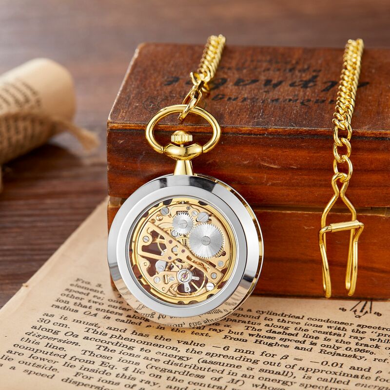 Механические карманные часы-скелетоны в стиле ретро, стимпанк, часы, ожерелье, подвеска, ручная работа, для мужчин и женщин, Подарочная цепочка