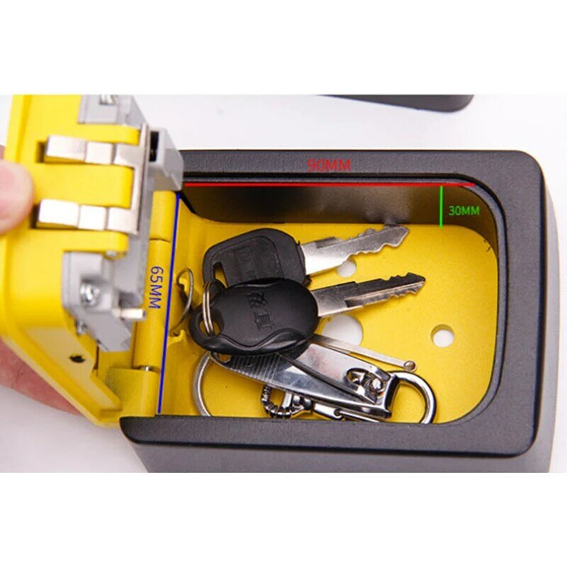 Key Lock Box Wall-Mounted Alloy Steel Key Safe Weatherproof 4 Combination Key Storage Lock Box For Indoor And Outdoor Use