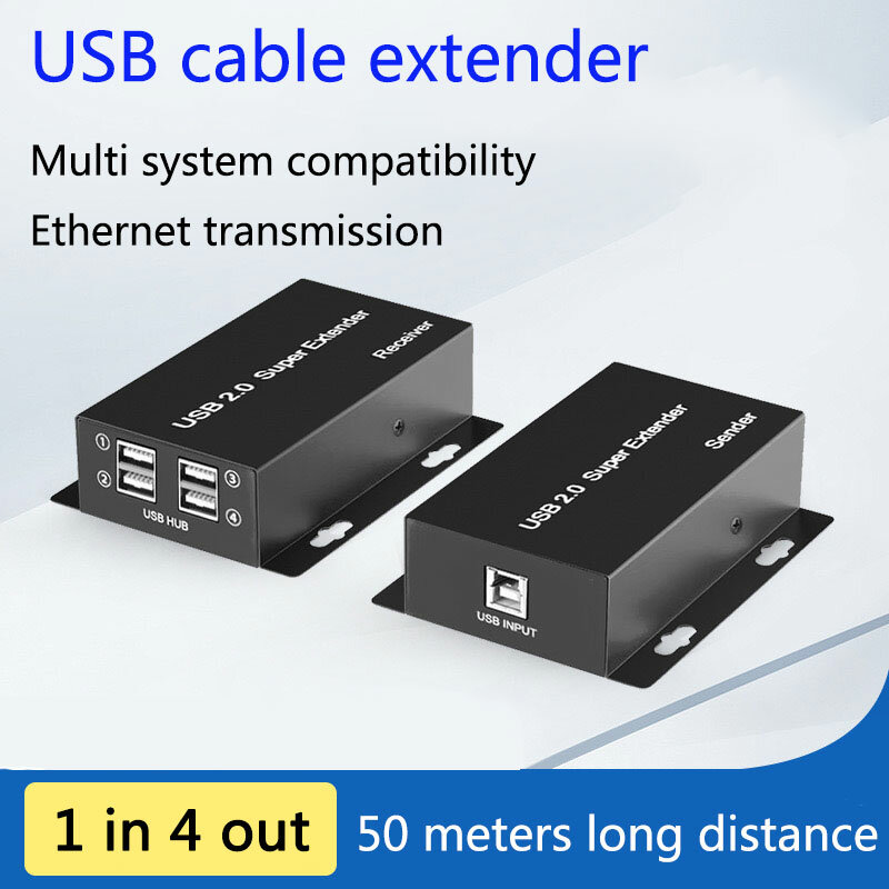 Câble Ethernet USB 2.0 Rj45 Catinspectés/6, 50m, pour ordinateur portable, PC, disque flash U, caméra, clavier, souris, émetteur, récepteur