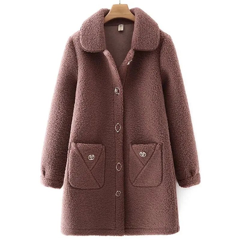 Nuova madre abbigliamento invernale cappotto di pelliccia di Cashmere di alta qualità cappotto di pelliccia di cachemire integrato di mezza età cappotti di pelliccia sintetica 5XL