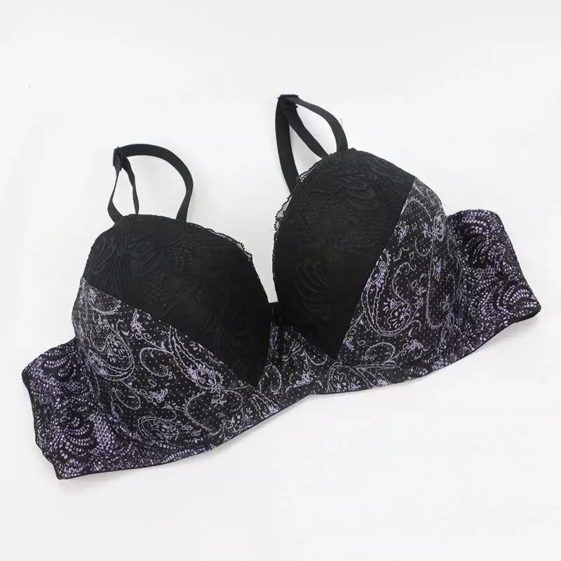 WENLI UNDERWEAR New BCDE Cup Embroidered Lace Up Bras Plus Size Women 34 36 38 40 42 Brassiere Printing Style Female Lingerie