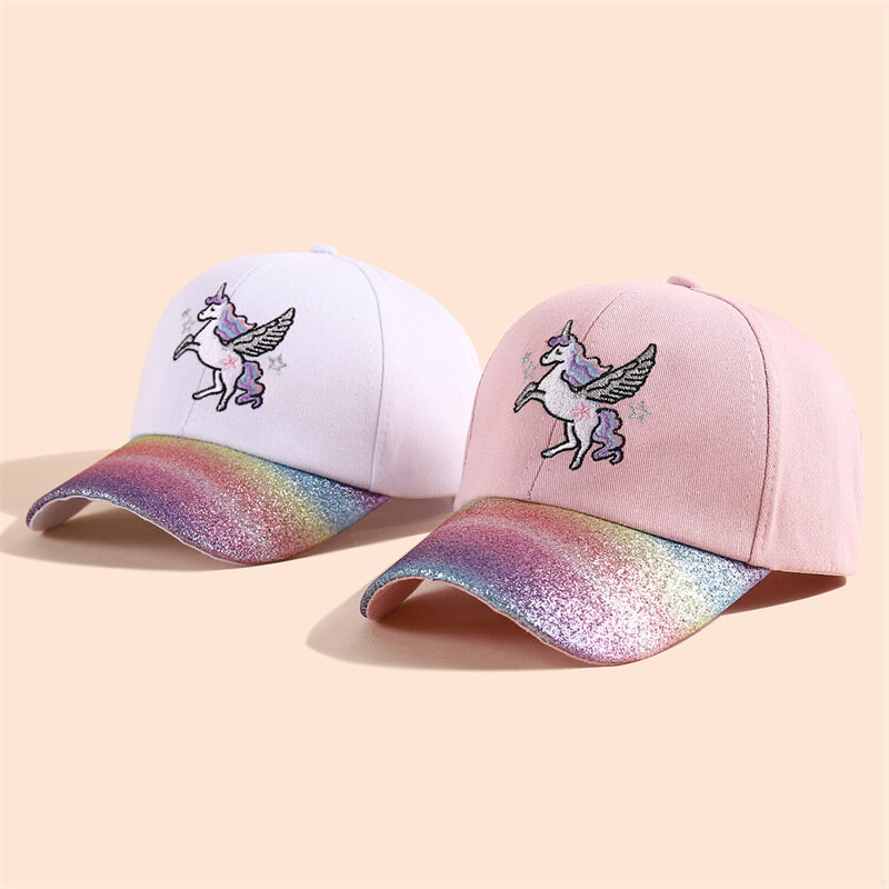 Berretto da Baseball europeo per bambini per ragazzi Cartoon Unicorn Toddlers cappello con visiera per ragazze cappello da sole primavera estate per bambini visiera cofano