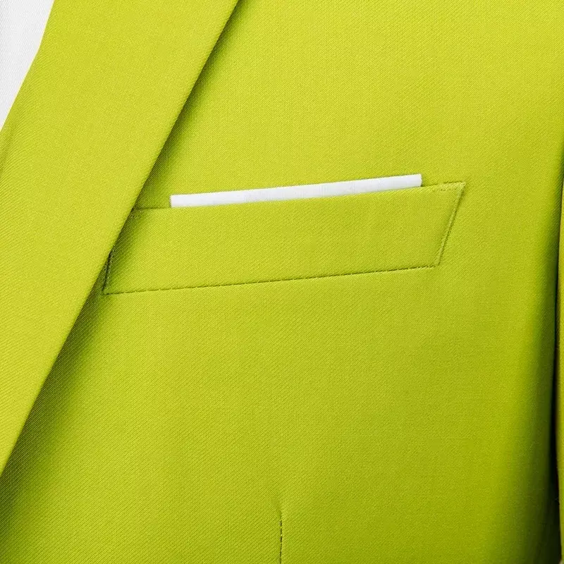Setelan pakaian bisnis pria, mantel celana panjang warna polos kasual satu kancing dengan dua kancing