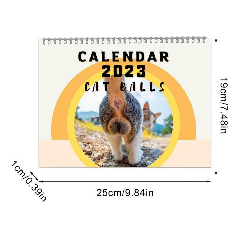 Calendario de buttol de gato para pared, regalo divertido para amantes de los gatos, hombres, mujeres, niños, adolescentes, amigos, compañeros de trabajo, 12 meses, 2023