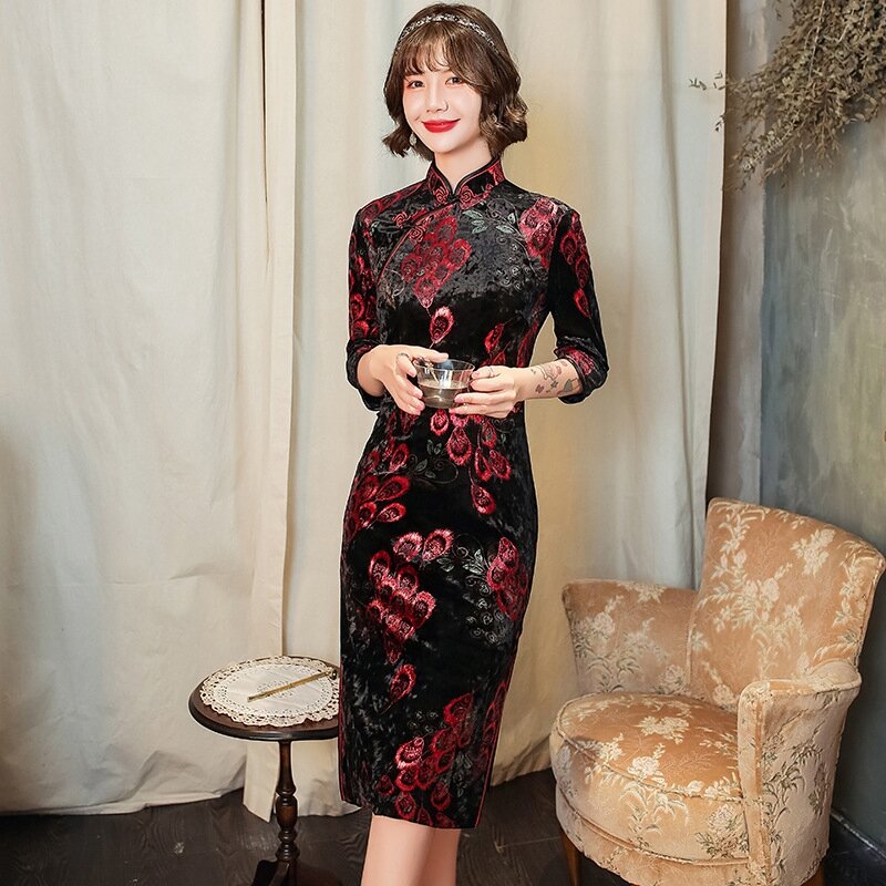 Vestido Qipao sencillo y elegante para chica joven, vestido Retro de fiesta diaria, estilo chino literario, 2022