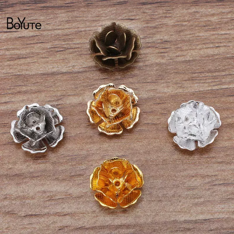 BoYuTe-Materiales de flores de latón de Metal, suministros de fábrica hechos a mano, accesorios para hacer joyas, 14MM, 100 unidades por lote