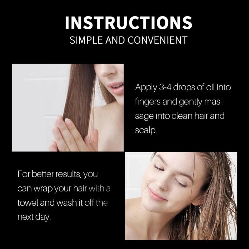 Black Rice Hair Serum Spray Essential Oil Anti-hair Loss Dry Hair Serum Conditioner Hair Oil Hair Growth Hair Care