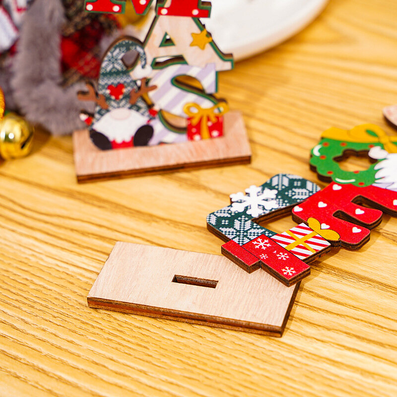Colgantes de madera de estilo nórdico para Navidad, adornos de Papá Noel pintados sin rostro, decoraciones navideñas, regalos para niños