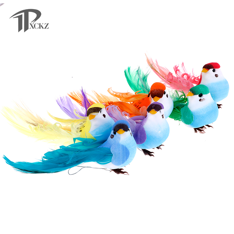 Pluma de simulación de espuma colorida, decoración de césped, Pájaro de jardín