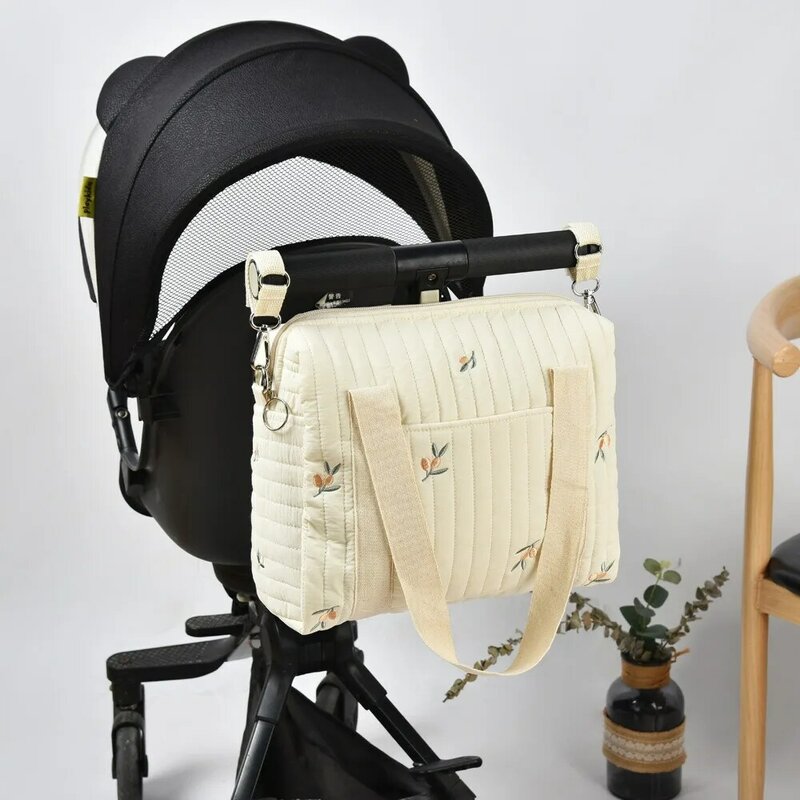 Bonito impressão bordado mamãe saco com zíper, recém-nascido bebê fralda saco, fralda bolsa, carrinho de viagem, sacos de armazenamento, novo