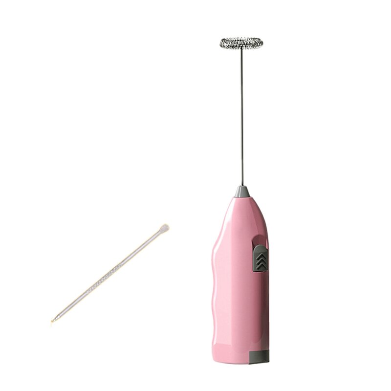 Gadget dapur listrik Mini baja tahan karat, pengocok susu listrik Cappuccino coklat krem Pink nyaman