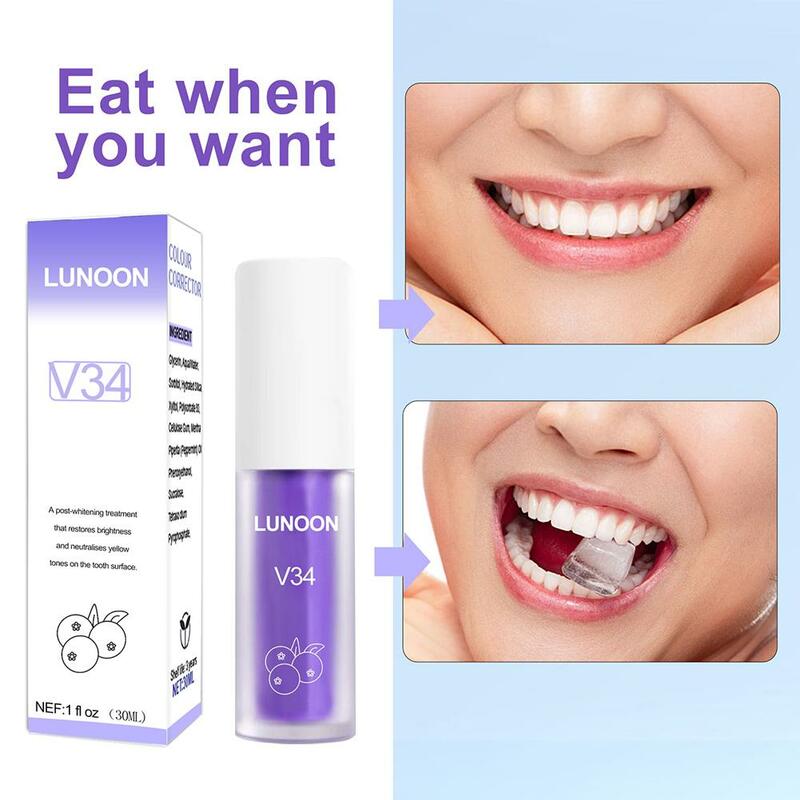 V34 Oral Removing Toothpaste, Manchas Branqueantes, Higiene Amarela, Limpeza Dental, 30ml, 2023, Novo, 2023