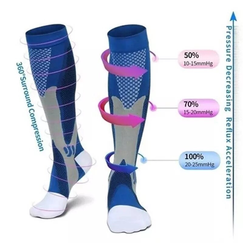 Calze a compressione vene Varicose mediche calze mediche in Nylon adatte per lo sport calze a compressione nere per Anti fatica