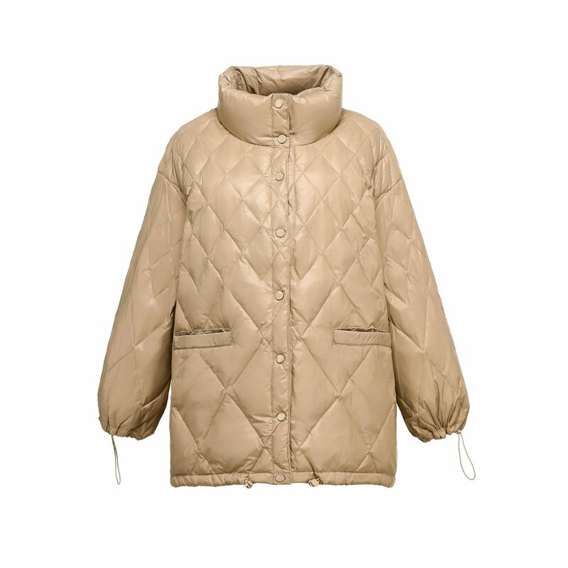 DLB-abrigos de plumón de pato blanco para mujer, abrigo holgado medio largo, color liso, invierno, 2022