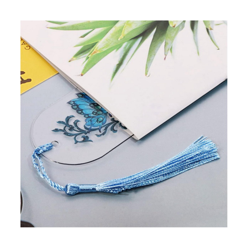 Blank Clear Acrylic Bookmarks 20Pcs Rectangle Craft Transparent Acrylic Book Markers with 20Pcs Small Bookmark Tassels