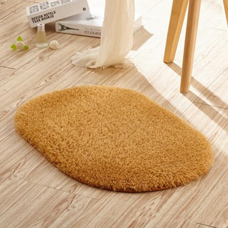 Alfombrilla de felpa ovalada, alfombra esponjosa absorbente de agua, Felpudo de piel sintética para sala de estar, alfombra peluda para área de tapicería, 30/40/50cm