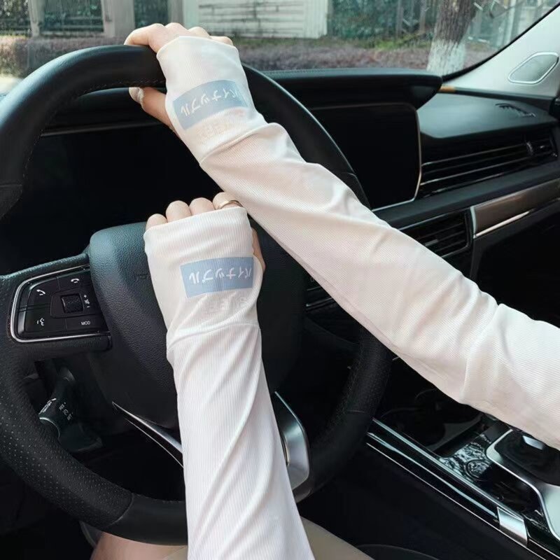 Mangas de brazo delgadas, protección UV, pantalla táctil, Protector de mano, cubierta de seda de hielo, guantes largos, mujer, hombre, nuevo