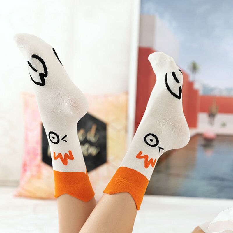 Estilo coreano respirável Goose Head Socks para mulheres, moda Harajuku, meias dos desenhos animados, design engraçado, presente meninas